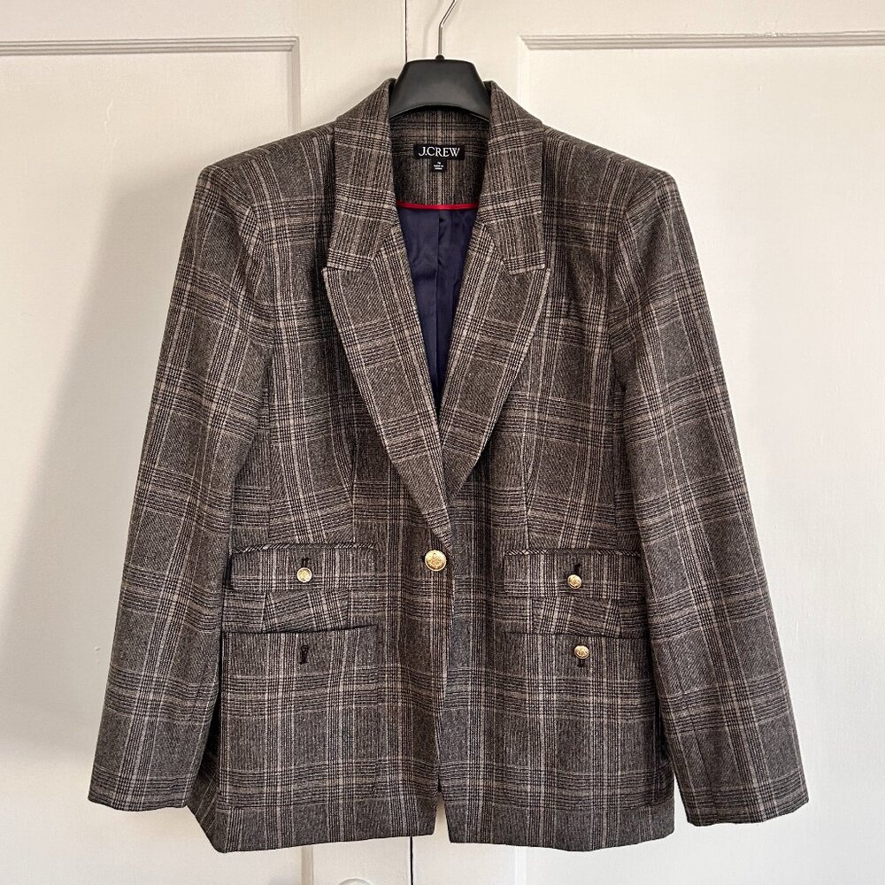 J. Crew Vivienne blazer in plaid Italian wool blend